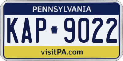 PA license plate KAP9022