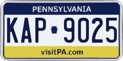 PA license plate KAP9025