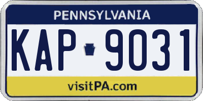 PA license plate KAP9031