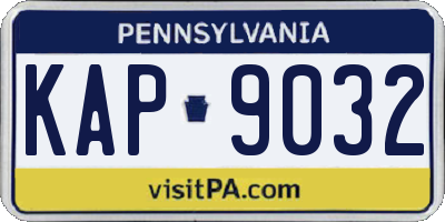 PA license plate KAP9032