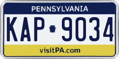 PA license plate KAP9034