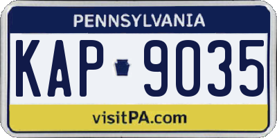 PA license plate KAP9035