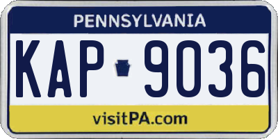 PA license plate KAP9036