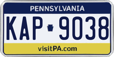 PA license plate KAP9038