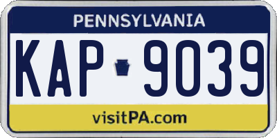 PA license plate KAP9039