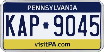 PA license plate KAP9045