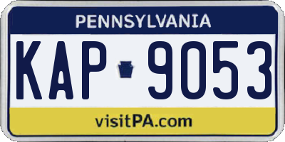 PA license plate KAP9053