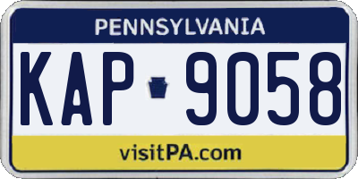 PA license plate KAP9058