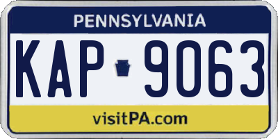 PA license plate KAP9063