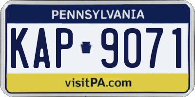 PA license plate KAP9071