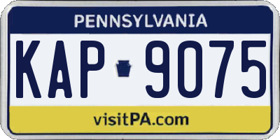 PA license plate KAP9075