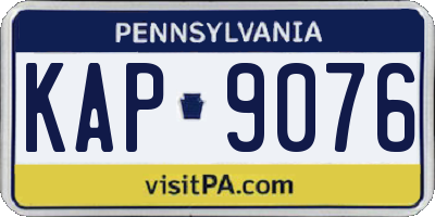 PA license plate KAP9076
