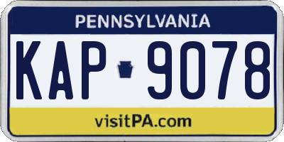 PA license plate KAP9078
