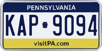 PA license plate KAP9094
