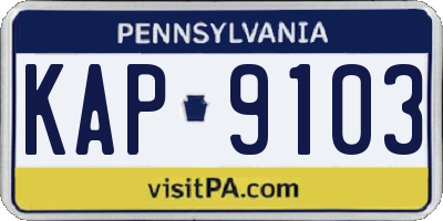 PA license plate KAP9103
