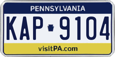 PA license plate KAP9104