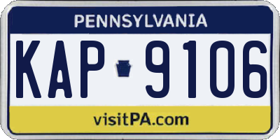 PA license plate KAP9106