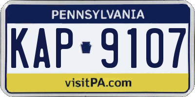 PA license plate KAP9107