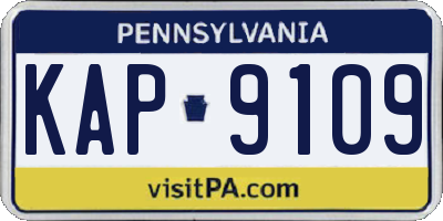 PA license plate KAP9109
