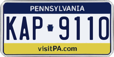 PA license plate KAP9110