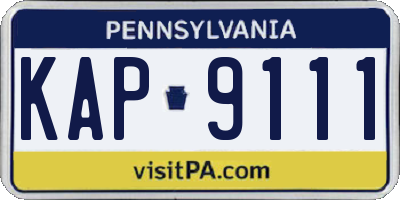 PA license plate KAP9111