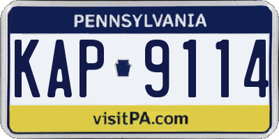 PA license plate KAP9114