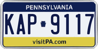 PA license plate KAP9117