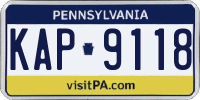 PA license plate KAP9118