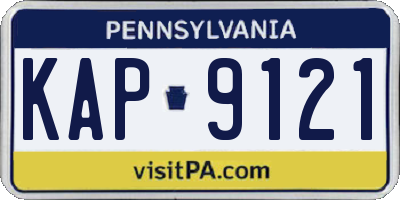 PA license plate KAP9121