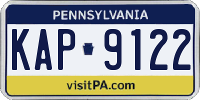 PA license plate KAP9122