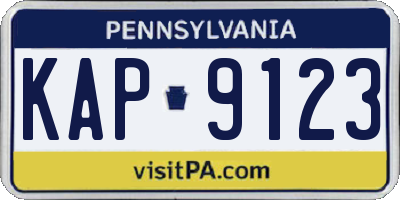PA license plate KAP9123