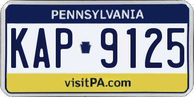 PA license plate KAP9125