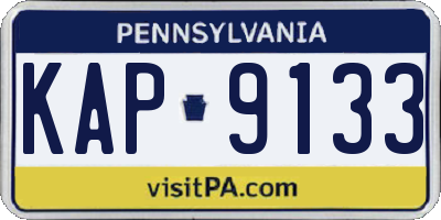 PA license plate KAP9133