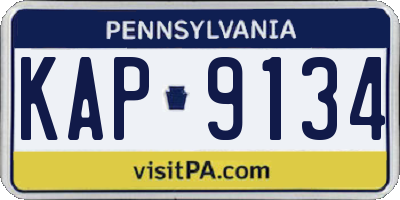PA license plate KAP9134