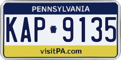 PA license plate KAP9135