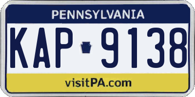 PA license plate KAP9138