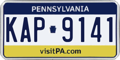 PA license plate KAP9141