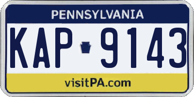 PA license plate KAP9143