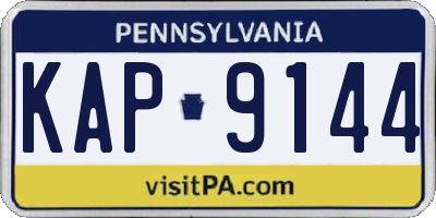 PA license plate KAP9144