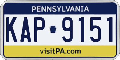 PA license plate KAP9151