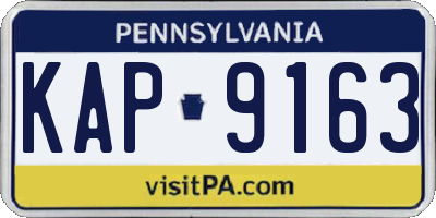 PA license plate KAP9163