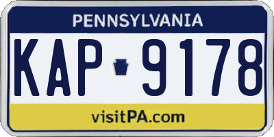 PA license plate KAP9178