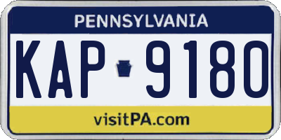 PA license plate KAP9180