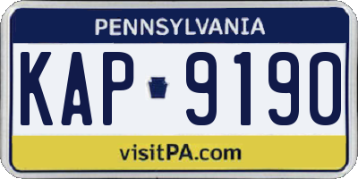 PA license plate KAP9190