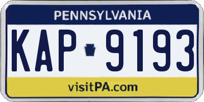 PA license plate KAP9193