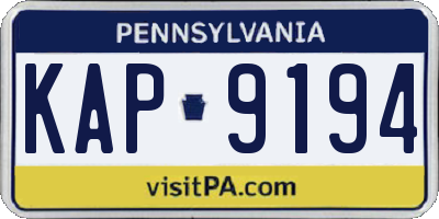 PA license plate KAP9194