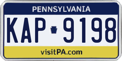 PA license plate KAP9198