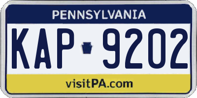 PA license plate KAP9202