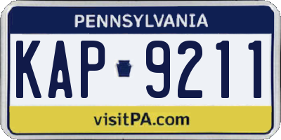 PA license plate KAP9211
