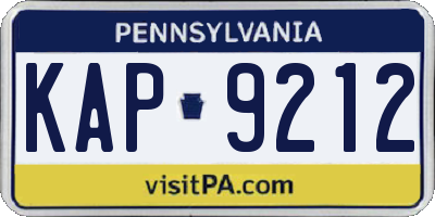 PA license plate KAP9212
